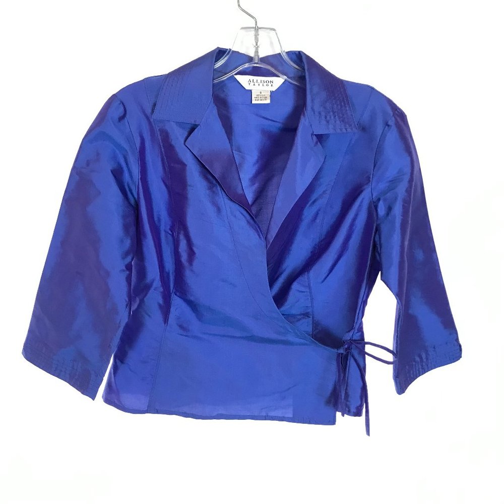 Womens Size 6 Allison Taylor Vintage Pure Shangtung Silk Lightweight Wrap Jacket